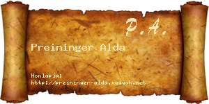 Preininger Alda névjegykártya